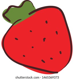Strawberry. Fresh fruit hand draw. Doodle Vector Design Element. 