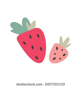 Strawberry fresh fruit icon isolated on white background.