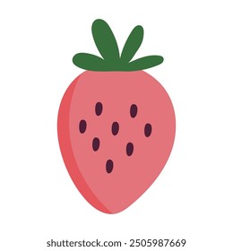 Strawberry fresh fruit icon isolated on white.