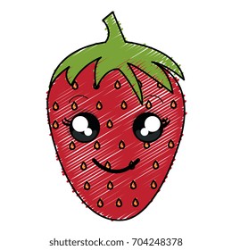 strawberry fresh fruit kawaii character