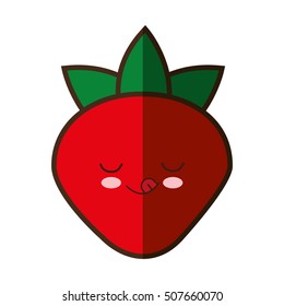 strawberry fresh fruit kawaii style isolated icon vector illustration design