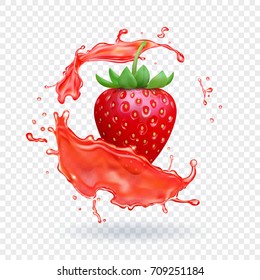 Strawberry fresh juice. Fruit realistic vector icon