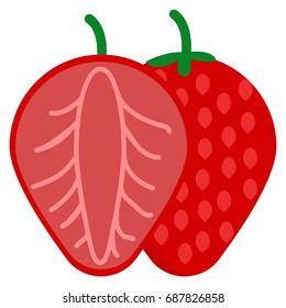 Strawberry fresh juicy berry icon, vector illustration flat style design isolated on white. Colorful graphics