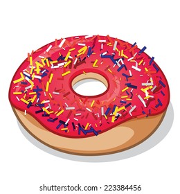Strawberry Frosted with Sprinkle Donut Vector
