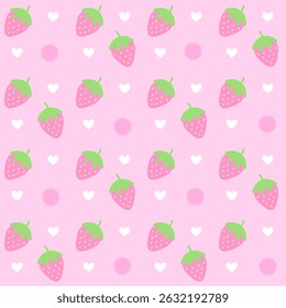Strawberry fruit background pattern, cute fruit background vector illustration.