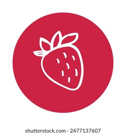 Strawberry. Fruit berry sketch. Pencil drawing illustration. Pen or marker color symbol. Round icon