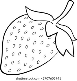 Ilustración de arte de línea de Vector blanco y negro de fruta de fresa