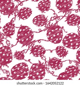 strawberry fruit and branches seamless vector pattern
