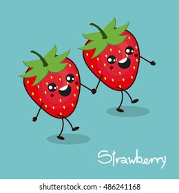 Strawberry fruit cartoon design