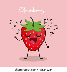 Strawberry fruit cartoon design