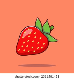 Ilustración del icono del vector de dibujos animados de fresa. Concepto de icono de la naturaleza de los alimentos Vector Premium aislado