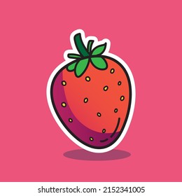 Strawberry Fruit Cartoon Vector Illustration 