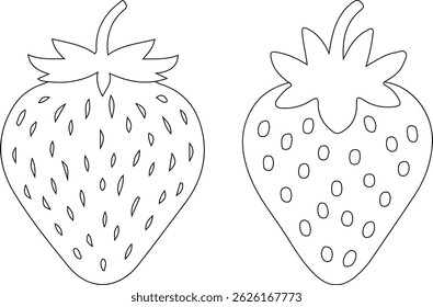  Strawberry fruit clipart icon set vector on white background.	