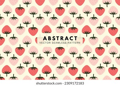 Strawberry fruit cute pattern. Abstract seamless repeat vector pattern