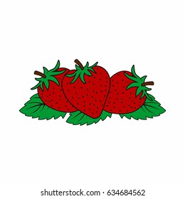 Strawberry fruit design with flat style on white background