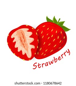 Strawberry, fruit doodle drawings vector illustration
