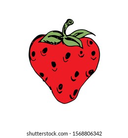 Strawberry Fruit Doodle Icon Vector  