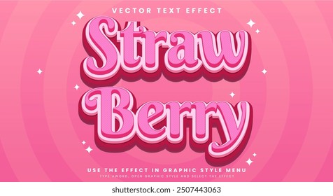 Strawberry fruit editable text effect Template suitable for fresh fruit theme