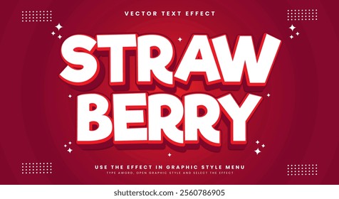 Strawberry fruit editable text effect Template Suitable for fresh fruit theme