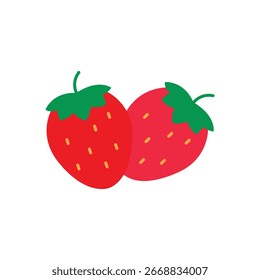 Strawberry Fruit Flat Color Icon: Healthy Berries and Fresh Produce