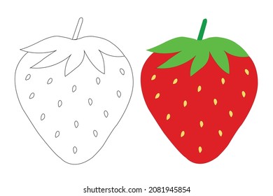 Erdbeerfrucht, flache Farbe, Vektorgrafik 