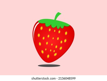 strawberry fruit or strawberry flat color vector icon.