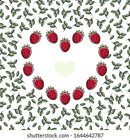 Strawberry fruit flat with leaves vector background seamless pattern. Scalable and editable. Vector pattern for textile, print, fabric, backdrop, wallpaper, background.