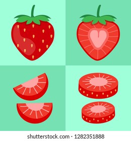strawberry fruit flat in pop art print style