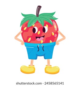 Erdbeere Frucht Flache Aufkleber Symbol
