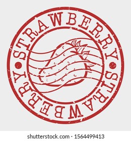 Strawberry Fruit Food Stamp Postal. Doodle Silhouette Seal. Round Design. Juice Vector Icon. Design Retro Taste Flavor.