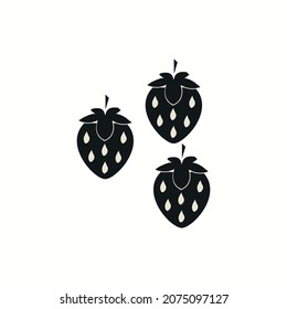 Strawberry fruit garden or strawberry flat color vector icon