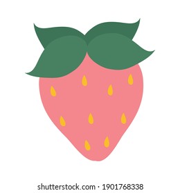 strawberry fruit hand drawn icon over white background, colorful design, vector illustration