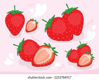 Strawberry, fruit hand drawn, vector illustration.