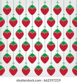 Strawberry fruit hanging. background pattern