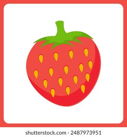 strawberry fruit healthy. food fruit icon concept isolated . flat cartoon style