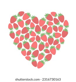 Erdbeerfrucht Herz einfache doodle Cartoon Vektorgrafik, handgezeichnetes Design für saisonale Sommerdekoration, Karte, Einladung, Plakat, frische gesunde Ernährung oder Bio-Zucht Konzept