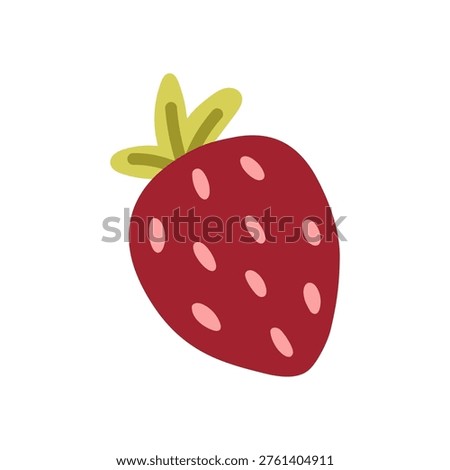 Strawberry fruit icon. Fresh red ripe berry with seeds, green leaf. Healthy summer food. Organic natural vitamin. Flat graphic vector illustration isolated on white background
