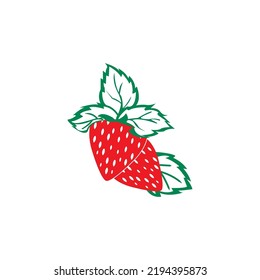 Strawberry fruit icon logo, vector design illustration 