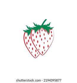 Strawberry fruit icon logo, vector design illustration 