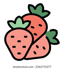 Strawberry fruit icon outline vector. Paleo diet. Vegan food color flat