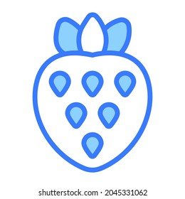 strawberry, fruit Icon, simple design blue line icon.