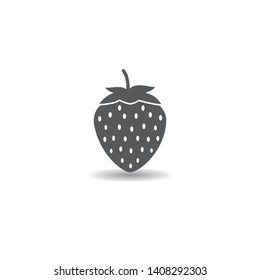 Strawberry fruit icon simple silhouette flat style vector illustration on white background.