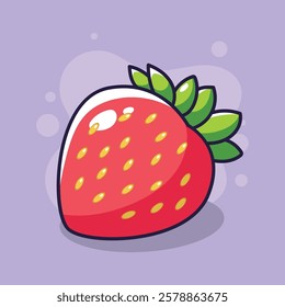 Strawberry fruit icon. Vector illustration in flat cartoon style.