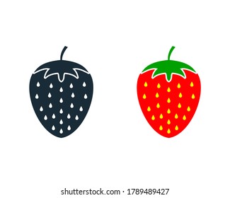 Strawberry Fruit Icon Vector Logo Template Illustration Design