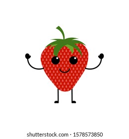 Strawberry fruit ikonn design with a cute, fun, and funny expression