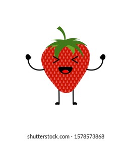 Strawberry fruit ikonn design with a cute, fun, and funny expression