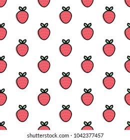 Strawberry fruit illustration background pattern in vector. Can be used for wallpaper, pattern fills, textile, web page background, surface textures.