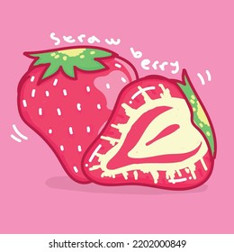 Strawberry fruit illustration hand drwan style
