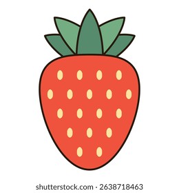 STRAWBERRY fruit illustration icon simple vector symbol drawing cute outline doodle logo botanical vibrant clipart element sticker object