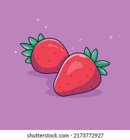 strawberry fruit illustration. premium vector illustration in cartoon style